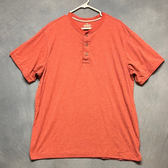 Outdoor Life Henley Shirt Red XL Wilderness Sueded Camping Fishing Dadcore Hunt - Picture 1 of 8